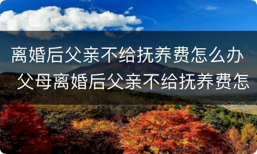 离婚后父亲不给抚养费怎么办 父母离婚后父亲不给抚养费怎么办
