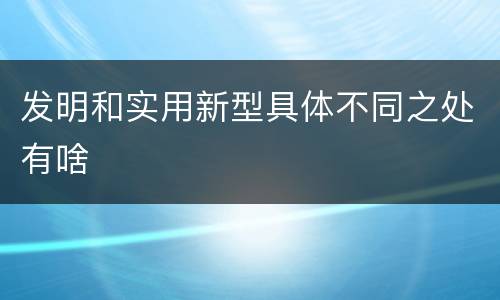 发明和实用新型具体不同之处有啥