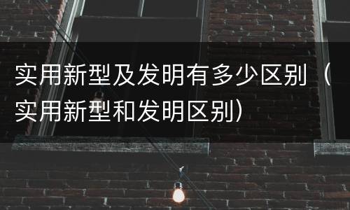 实用新型及发明有多少区别（实用新型和发明区别）