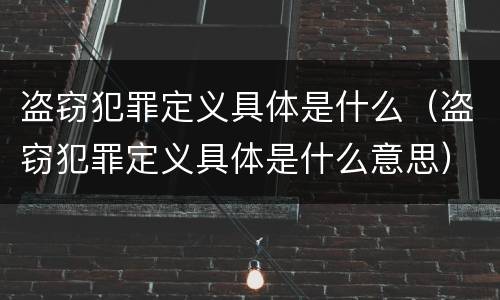 盗窃犯罪定义具体是什么（盗窃犯罪定义具体是什么意思）