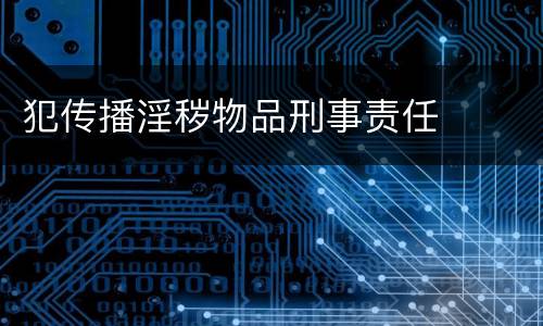 犯传播淫秽物品刑事责任