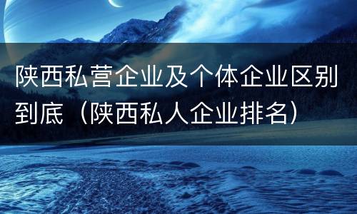 陕西私营企业及个体企业区别到底（陕西私人企业排名）