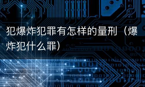 犯爆炸犯罪有怎样的量刑（爆炸犯什么罪）