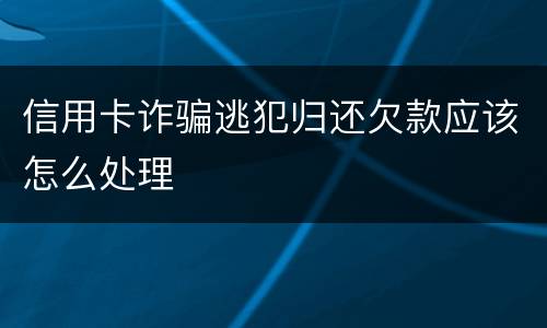 信用卡诈骗逃犯归还欠款应该怎么处理