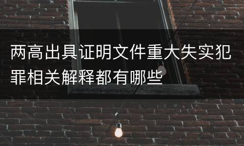 两高出具证明文件重大失实犯罪相关解释都有哪些
