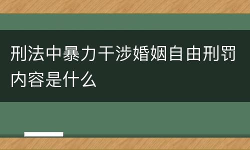 刑法中暴力干涉婚姻自由刑罚内容是什么