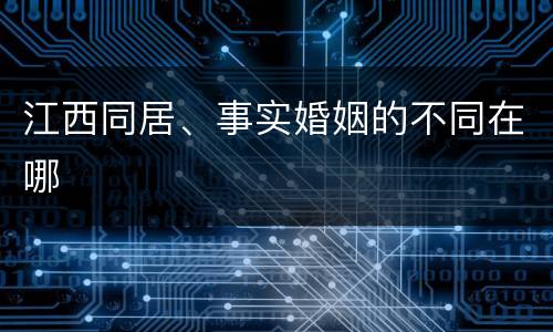江西同居、事实婚姻的不同在哪
