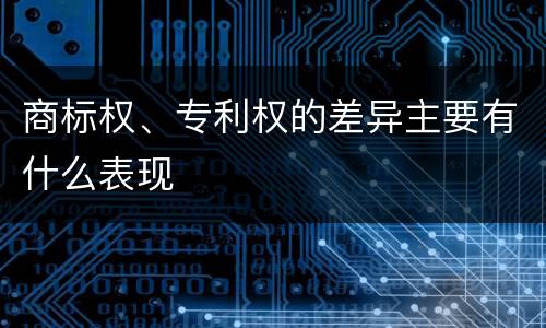 商标权、专利权的差异主要有什么表现