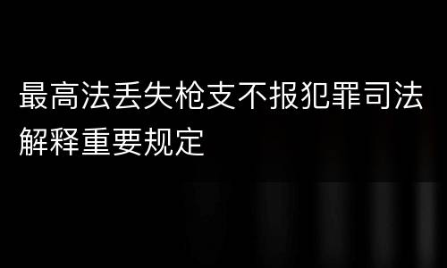 最高法丢失枪支不报犯罪司法解释重要规定