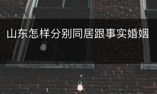 山东怎样分别同居跟事实婚姻