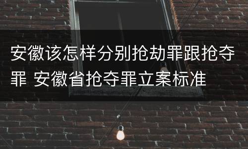 安徽该怎样分别抢劫罪跟抢夺罪 安徽省抢夺罪立案标准