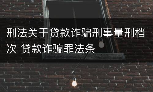 刑法关于贷款诈骗刑事量刑档次 贷款诈骗罪法条