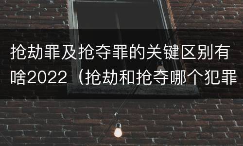 抢劫罪及抢夺罪的关键区别有啥2022（抢劫和抢夺哪个犯罪性质严重）