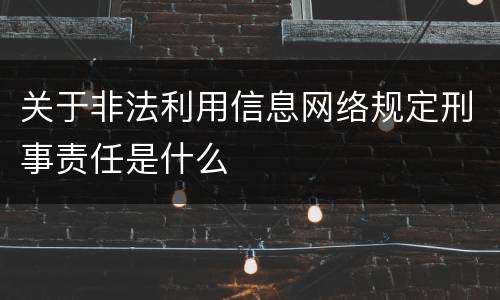 关于非法利用信息网络规定刑事责任是什么