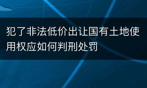 犯了非法低价出让国有土地使用权应如何判刑处罚