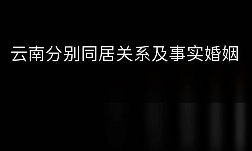 云南分别同居关系及事实婚姻