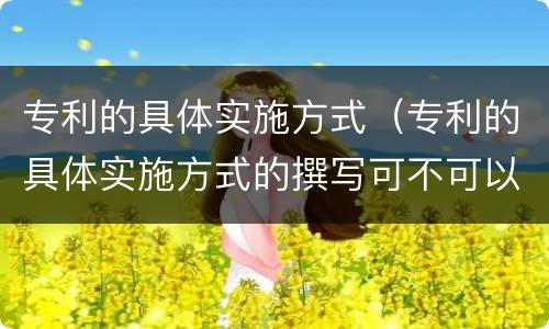 专利的具体实施方式（专利的具体实施方式的撰写可不可以像论文的撰写方式）