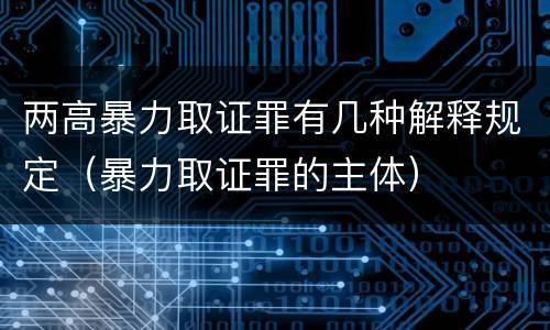 两高暴力取证罪有几种解释规定（暴力取证罪的主体）