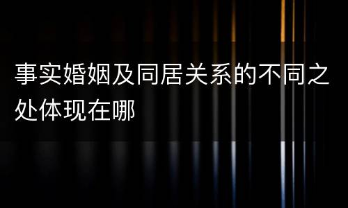 事实婚姻及同居关系的不同之处体现在哪