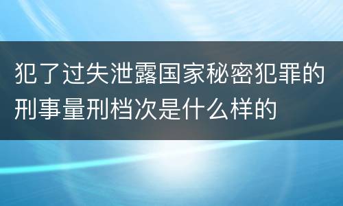 犯了过失泄露国家秘密犯罪的刑事量刑档次是什么样的