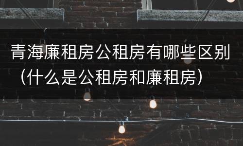 青海廉租房公租房有哪些区别（什么是公租房和廉租房）