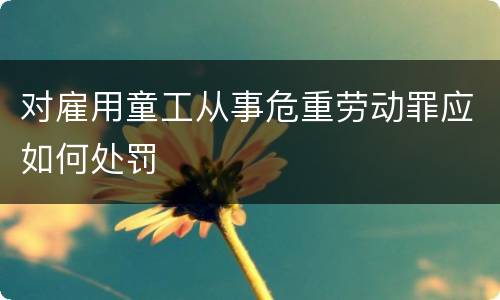 对雇用童工从事危重劳动罪应如何处罚