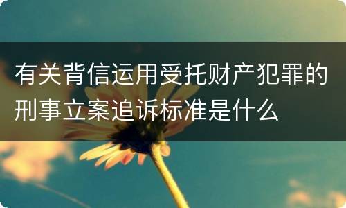 有关背信运用受托财产犯罪的刑事立案追诉标准是什么