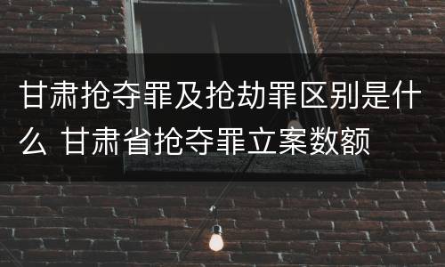 甘肃抢夺罪及抢劫罪区别是什么 甘肃省抢夺罪立案数额