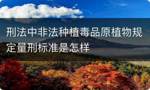 刑法中非法种植毒品原植物规定量刑标准是怎样