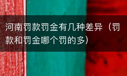 河南罚款罚金有几种差异（罚款和罚金哪个罚的多）