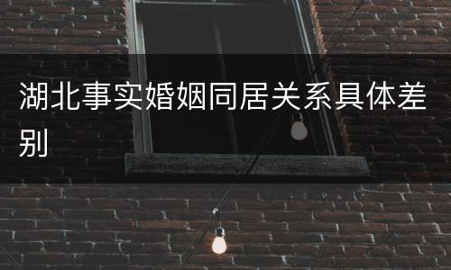 湖北事实婚姻同居关系具体差别