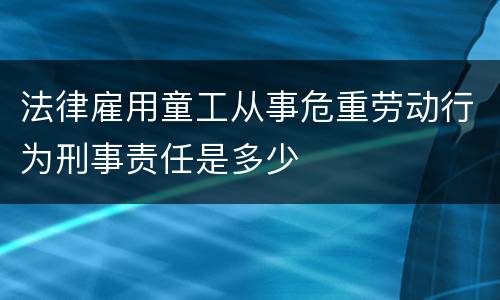 法律雇用童工从事危重劳动行为刑事责任是多少