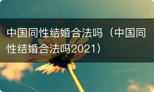 中国同性结婚合法吗（中国同性结婚合法吗2021）