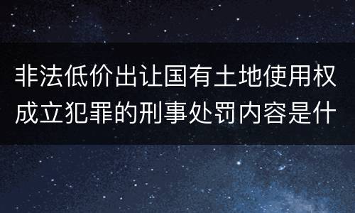 非法低价出让国有土地使用权成立犯罪的刑事处罚内容是什么