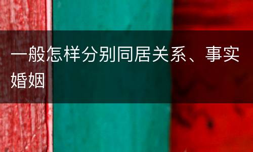一般怎样分别同居关系、事实婚姻