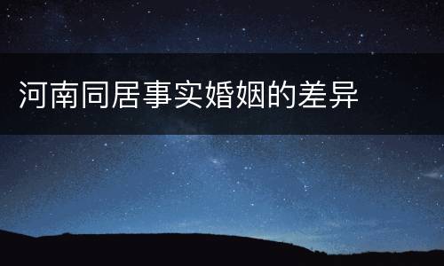 河南同居事实婚姻的差异