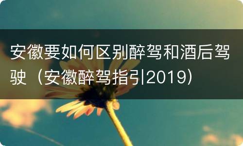 安徽要如何区别醉驾和酒后驾驶（安徽醉驾指引2019）