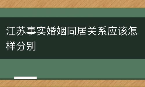 江苏事实婚姻同居关系应该怎样分别
