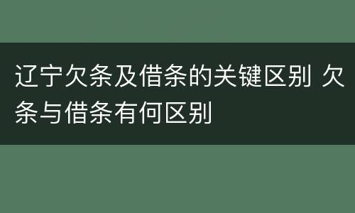 辽宁欠条及借条的关键区别 欠条与借条有何区别