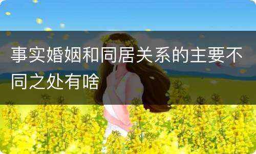事实婚姻和同居关系的主要不同之处有啥