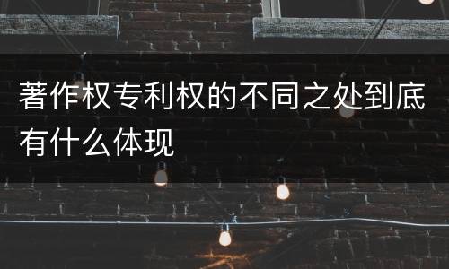 著作权专利权的不同之处到底有什么体现
