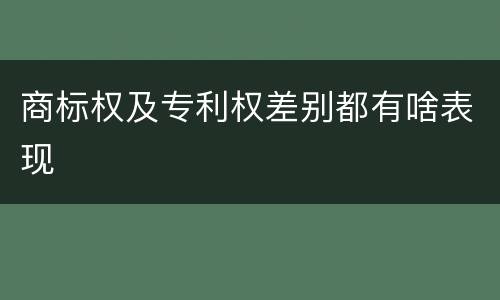 商标权及专利权差别都有啥表现