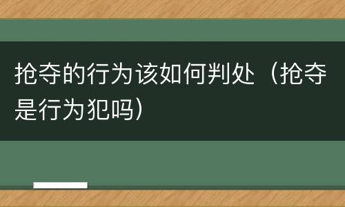 抢夺的行为该如何判处（抢夺是行为犯吗）