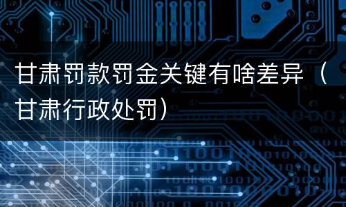 甘肃罚款罚金关键有啥差异（甘肃行政处罚）