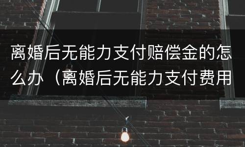 离婚后无能力支付赔偿金的怎么办（离婚后无能力支付费用）