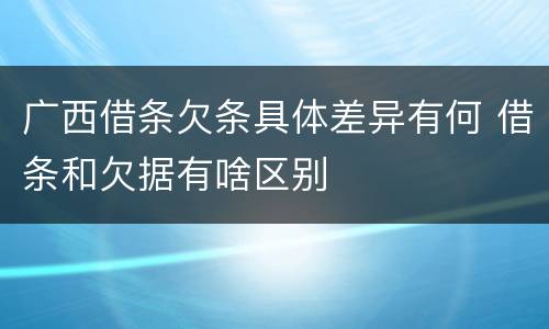广西借条欠条具体差异有何 借条和欠据有啥区别