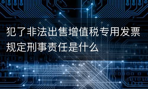 犯了非法出售增值税专用发票规定刑事责任是什么