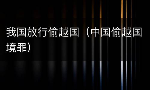 我国放行偷越国（中国偷越国境罪）