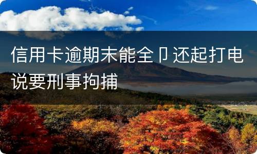 信用卡逾期末能全卩还起打电说要刑事拘捕