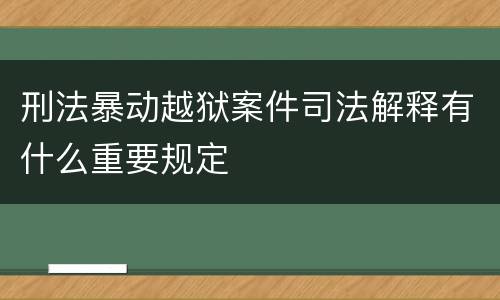 刑法暴动越狱案件司法解释有什么重要规定